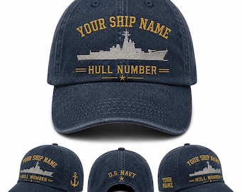 Gorra personalizada de la Marina, gorra militar bordada a medida, gorra con el nombre y número de casco del barco, regalo para veteranos.