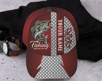 Gorra de camionero personalizada para pesca de lubina, regalo para pescadores de lubina negra