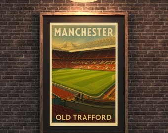 Old Trafford Stadium Print: Vintage Manchester United Football Art