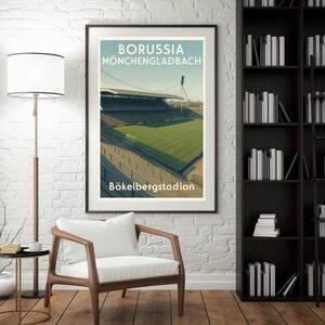 Borussia Mönchengladbach Bökebergstadion-affisch | Vintagetryck av tysk fotboll | Retro väggkonst för arenan bild 4
