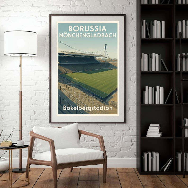 Borussia Mönchengladbach Bökebergstadion-affisch | Vintagetryck av tysk fotboll | Retro väggkonst för arenan bild 4