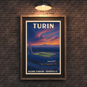 Juventus Stadium Print: Vintage Italian Football Poster, Turin Art