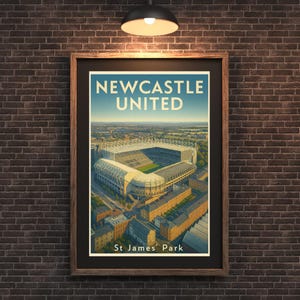 Newcastle United | St James Park-affisch | Vintage fotbollsarena-affisch