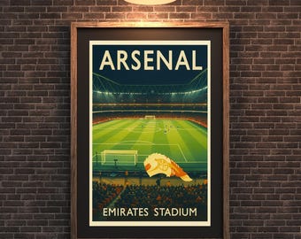 Emirates Stadium Night Match Poster: Arsenal Vintage Wall Art