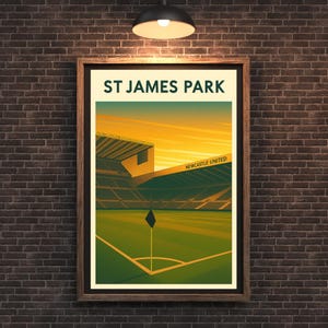 St James Park Poster | Newcastle United Vintage Stadium Print | Travel‑Style Football Art | Toon Army Gift | A4 - A0 Sizes