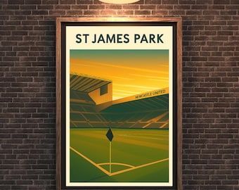 St James Park Print: Newcastle United Stadium, Vintage Football Art