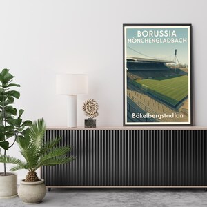 Borussia Mönchengladbach Bökebergstadion-affisch | Vintagetryck av tysk fotboll | Retro väggkonst för arenan bild 3