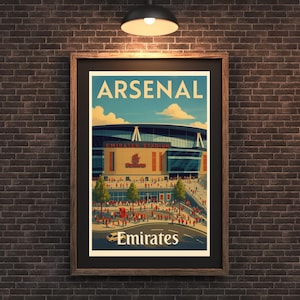 Arsenal Emirates Stadium Poster | Vintage Football Wall Art | Retro Premier League Print