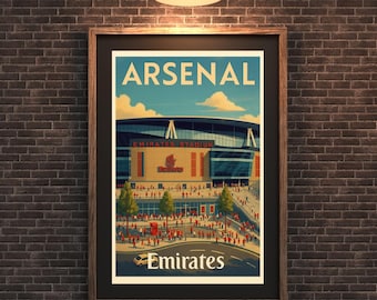 Arsenal Emirates Stadium Poster | Vintage Football Wall Art | Retro Premier League Print