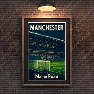Maine Road Manchester City Vintage Football Stadium Poster