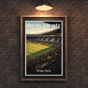 Plakat Derby County | Wydruk Pride Park | Siedziba Rams | Plakat z zabytkowego stadionu piłkarskiego