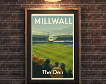 Poster dello stadio Millwall The Den / Stampa artistica da parete vintage dedicata al football