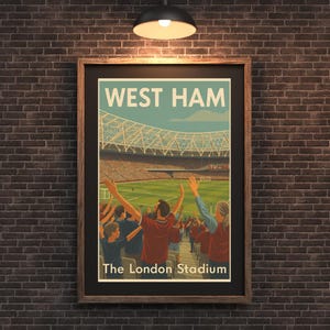 West Ham United London Stadium Poster | Retro fotbollsarena väggkonsttryck