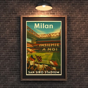San Siro-stadiontryck: Vintagekonst av Milan-fotboll