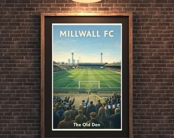 Millwall FC – Stampa dello stadio The Old Den / Regalo retrò del Millwall / Arte murale della storia del calcio del sud di Londra