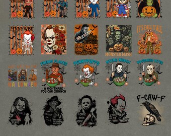 20+PNG Halloween Characters Png Bundle, Halloween Bundle PNG, Retro Horror Png Bundle, Scary Movie Bundle, Horror Png, Horror Halloween Png