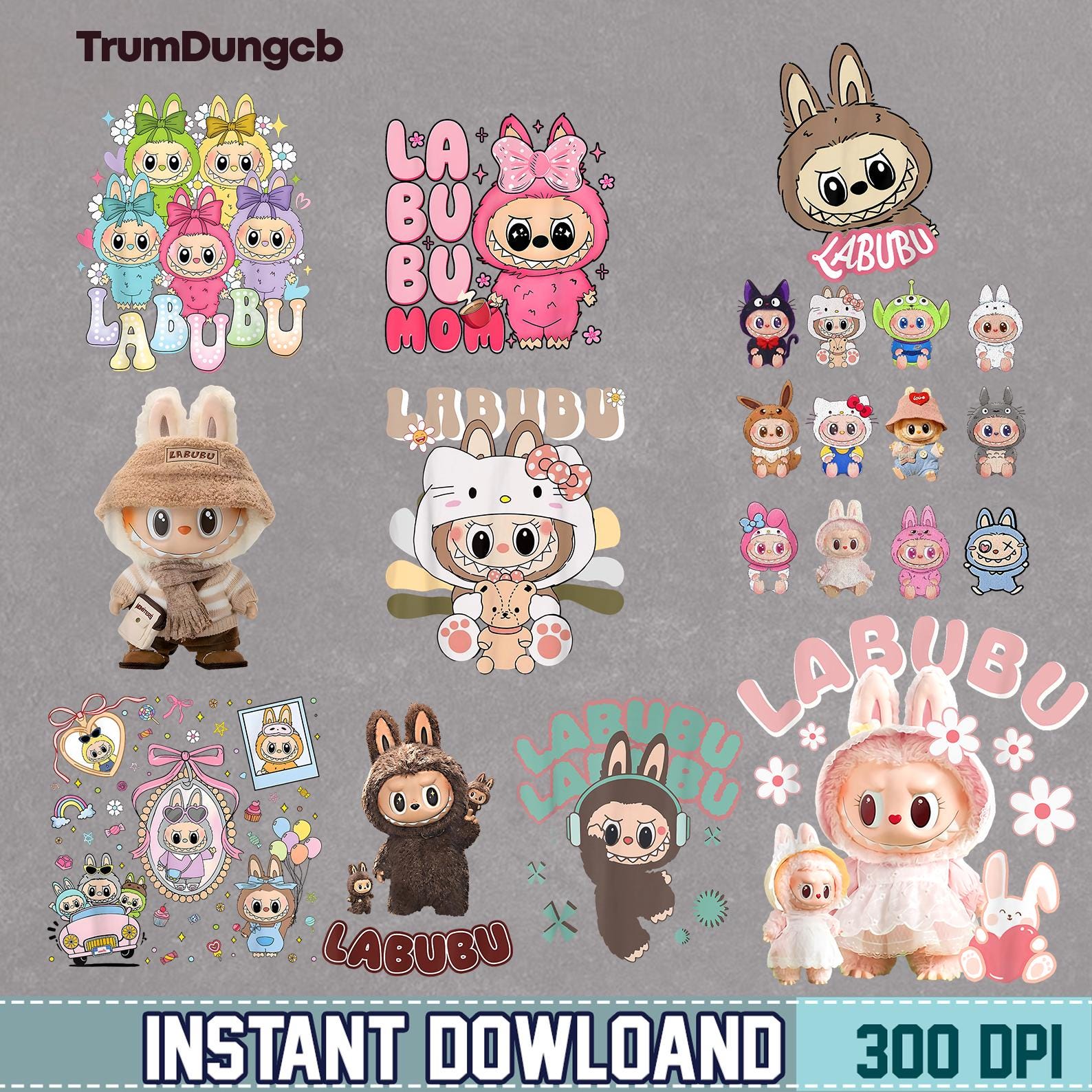 10+ PNG Labubu Designs  Png Bundle, , Labubu Png , Vector Digital File for Cricut, Laser Cut Labubu, Instant Download, design for Tshirt