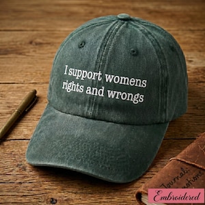 Bordado "Apoyo los derechos y las injusticias de las mujeres", gorra divertida, gorra original, gorra con meme, gorra bordada, regalo para ella, regalo para él, gorra de moda
