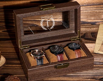 Personalized Watch Box,Engraved Watch Holder ,Watch Storage,Unique Birthday Gift For Grandpa ,Retirement Gifts For Grandfather