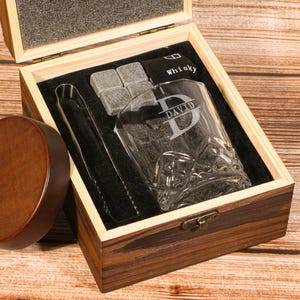 Personalised Whiskey Glass Set With Wooden Box,Whiskey Stone,To My Man Personalized Whiskey Glass ,Unique 1st Anniversary Gift For Husband