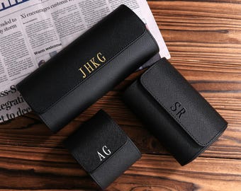 Custom Vegan Leather Watch Roll,Personalized Name Watch Display Case,Gift for Watch Lovers,1st Anniversary Gift Husband