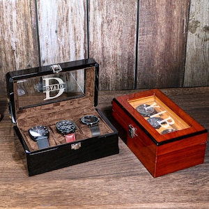 Custom Engraved Wooden Watch Box,Pure Wooden Watch Box,Custom Watch Storage Case,Watch Box for Mens,Anniversary Birthday Gift for Men
