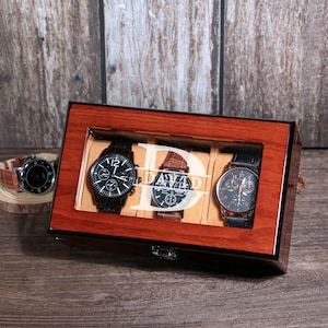 Custom Engraved Wooden Watch Box,Personalized Watch Case,Unique birthday gifts for husband him