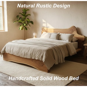 Solid Wood Bed Frame – Handmade Rustic Furniture for Natural Modern Bedroom Decor