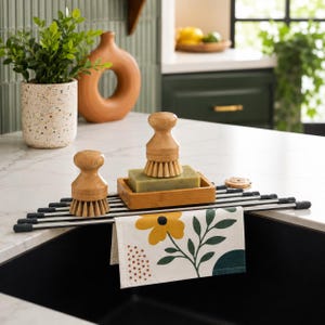 Stainless Steel Corner Roll Up Sink Rack | Foldable Dish Drying Organizer
