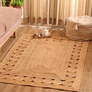 Jute Rug Natural Jute Rug , Jute Braided Jute Rug, Bohemian Jute Rug, Boho Decor Rug, Jute 8x10, Custom Size Rug