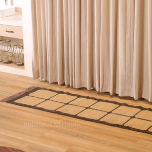 Multi Sizes Runner Rug For Stair | Handwoven Geometric Indian Kilim | Eco-Friendly & Sustainble | Kitchen, Bedside, Hallway, Entry, Custom
