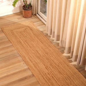 Jute Runner Rug - Scalloped Runner Rug, Bohemian Scallop Rug, Natural Jute Rug Scalloped Jute Rug, Jute Scallop Rug Sisal Runner Custom Rug