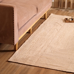 Natural White Boho jute rug, Off White Jute Area Rug, Ivory Beige Rug, Custom size Rug, Indian Handwoven Rug, Bohemian Rug, White Large Rug,