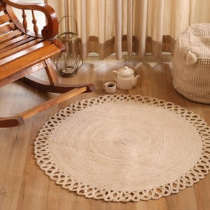 Indian Handmade Natural Round Jute Rug Bedside Round Rug Circle Rug New Home Gift Boho Home Decor Patio Rustic Round Rug Table Round Rug