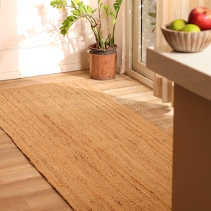 Jute Stair Runner Natural Fibre Jute Runner Rug Vintage Style Custom Size Hallway Entryway Kitchen Floor Laundry Carpet Runner Rug Non Slip