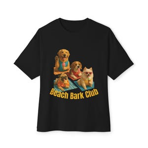 Beach Bark Club Unisex Oversized Tee, Casual Pet Lover Shirt, Fun Summer T-Shirt, Dog Lover Gift, Relaxed Fit Graphic Tee