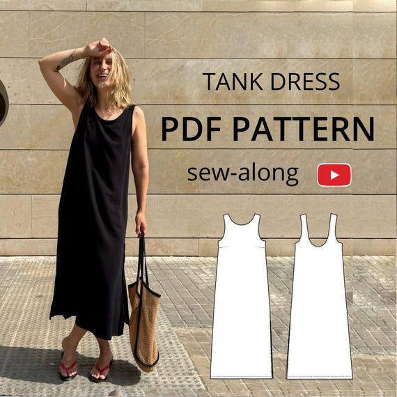Tank Dress PDF Sewing Pattern  Beginner  No Zipper  Mini & Midi   Sleeveless A-line  A4/letter + A0  Seam Allowance Included - Etsy Ireland