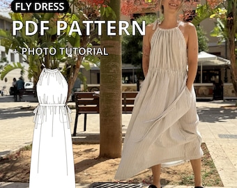 Modello di cucito per abito lungo boho: modello a trapezio adatto ai principianti (modello PDF)