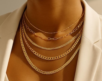 Layered Gold Chain Necklace Set: Chunky Multi-Strand Statement Jewelry