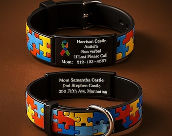 Personalized Autism Medical Alert Bracelet for Kids | Custom Engraved Silicone ID Wristband | Emergency Contact Safety Gift