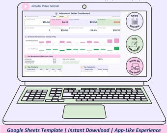 Etsy Seller Spreadsheet | Bookkeeping Template | Small Business Finance Tracker | Profit Calculator | Inventory Management | Tax Export