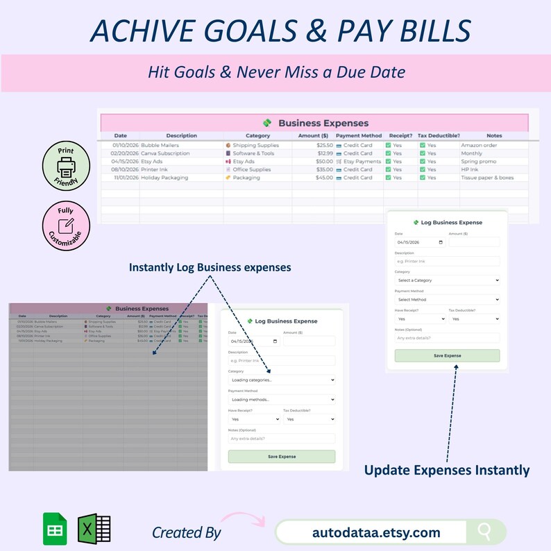 Etsy Seller Spreadsheet | Bookkeeping Template | Small Business Finance ...