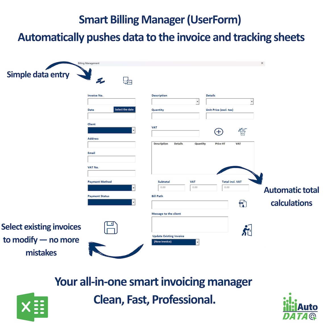 Excel Invoice Template: Automated Billing & Expense Tracker With ...