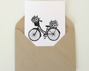 Vintage Floral Bicycle Greeting card