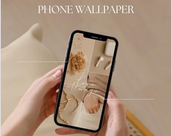 Minimalistische Blumen iPhone Wallpaper | Neutraler ästhetischer Telefonhintergrund | Digitaler Download