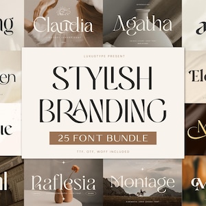 Unique & Classy Modern Fonts Bundle -Branding Fonts, Luxury Elegant Beauty Font, Cricut Fonts, Wedding Font, Serif Font, Logo Fonts
