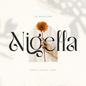 Nigella - Curvy Luxury Font | Elegant Typeface for Logos, Branding, Invitations | Modern High-End Font for Fashion & Stylish Design
