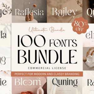 100 Modern Branding Fonts Bundle, Unique Fonts, Luxury Elegant Beauty Font, Spring Font, Cricut, Wedding Font, Canva, Serif Font, Logo Fonts
