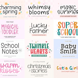 Cute Handwriting Font Bundle, 40 Playful OTF Fonts for Cricut, Canva, Procreate, Kids Crafts & Commercial Use image 2