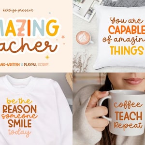 Cute Handwriting Font Bundle, 40 Playful OTF Fonts for Cricut, Canva, Procreate, Kids Crafts & Commercial Use image 7
